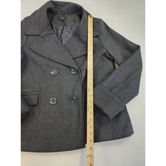Larry Levine Women L Double Breasted Pea Coat Lined Cuff Mid Length Classy - Picture 2 of 9
